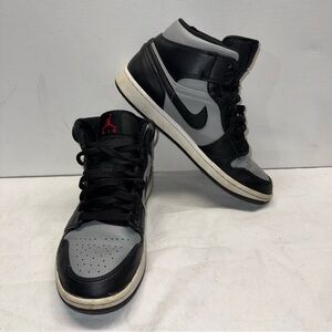 Mens Nike Air Jordan 1 Mid Shadow Red Black Grey 554724-096 size 8